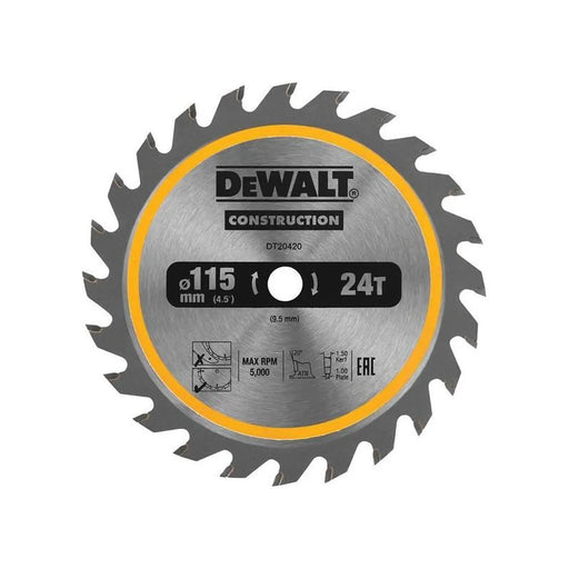 Dewalt Power Tools DT20420 TCT Construction Circular Saw Blade 115 x 9.5mm x 24T