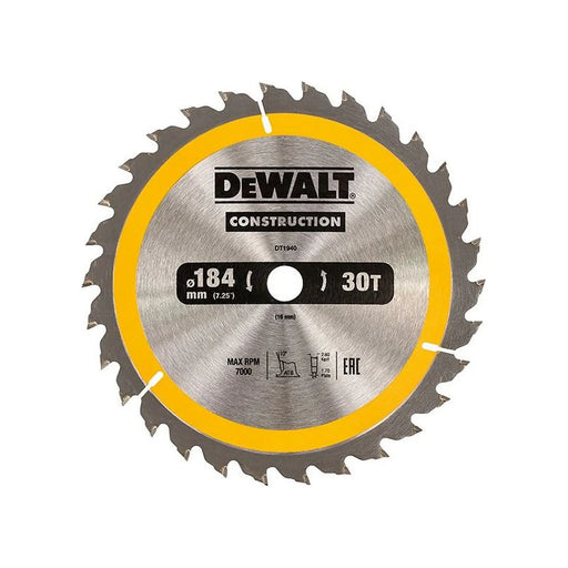 DeWALT Power Tools DeWalt Circular Saw Blade 184mm 30T Professional Quality