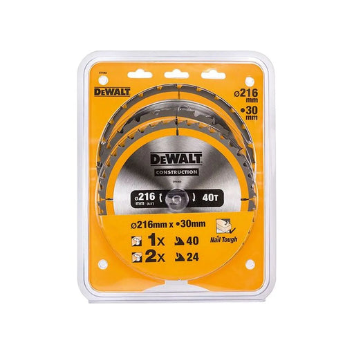 Dewalt Power Tools DT1962 Construction Circular Saw Blade 3 Pack 216 x 30mm 2 x 24T 1 x 40T