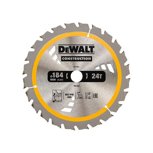 DeWALT Power Tools DeWalt Cordless Construction Trim Saw Blade 184mm