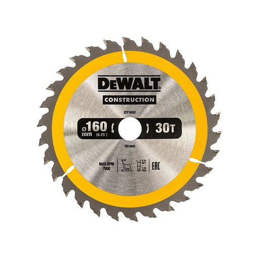 DeWALT Power Tools DeWalt Circular Saw Blade 160mm 30T for Professional Use