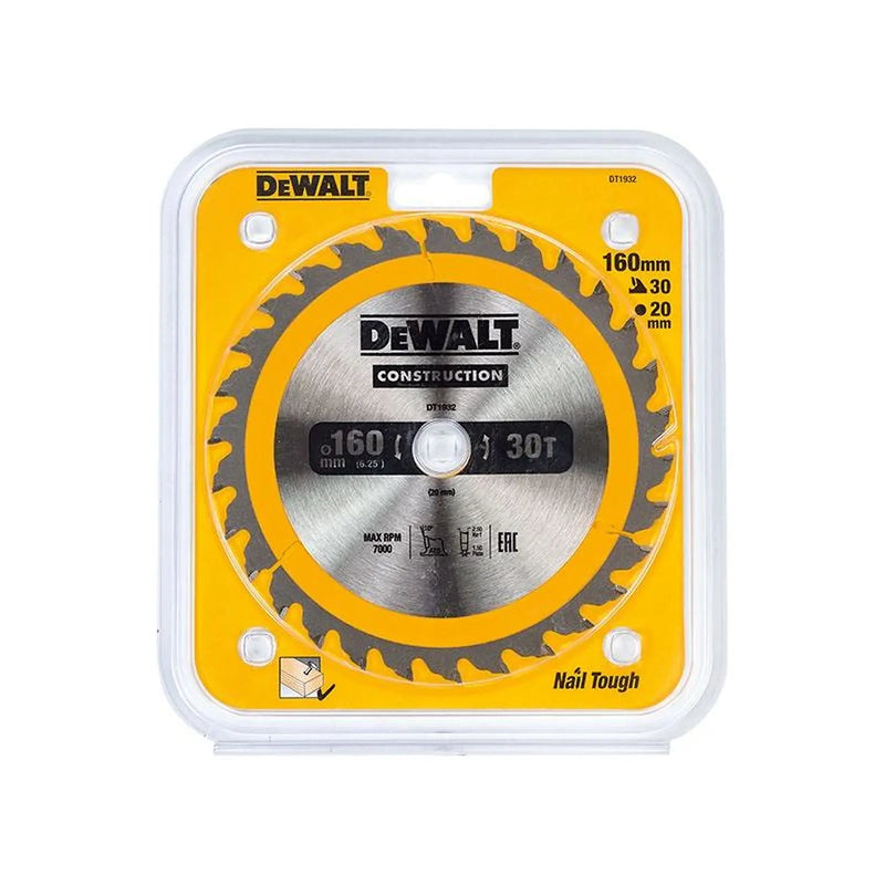 DeWALT Power Tools DeWalt Circular Saw Blade 160mm 30T for Professional Use