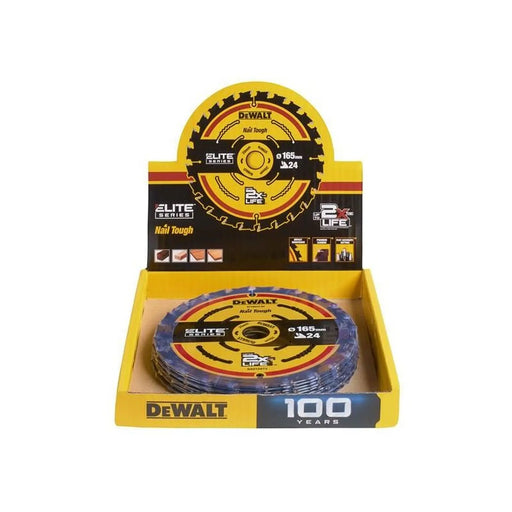 Dewalt Power Tools 24T ELITE™ Series 165mm Circular Saw Blade CDU (10 Blades)