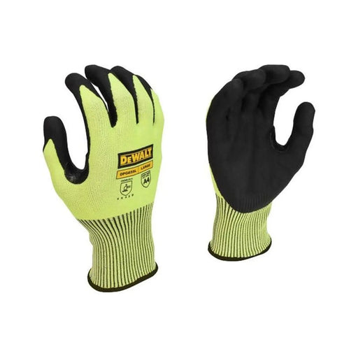 DeWALT Power Tools DeWalt Hi-Vis Cut D Grip Gloves A4 Cut Protection