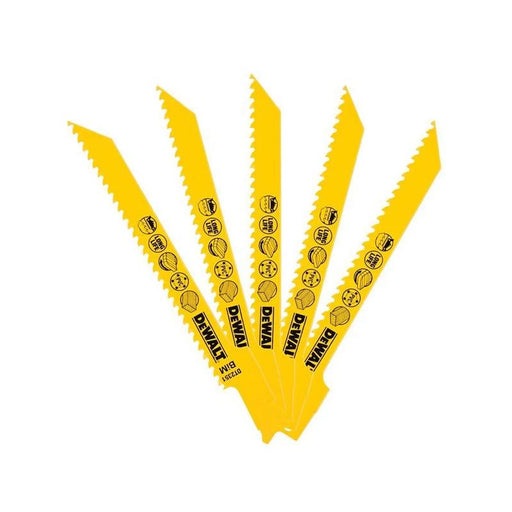 Dewalt Power Tools Bi-Metal Reciprocating Blade for Wood, Fine Fast Cuts 152mm x 6 TPI (Pack 5)