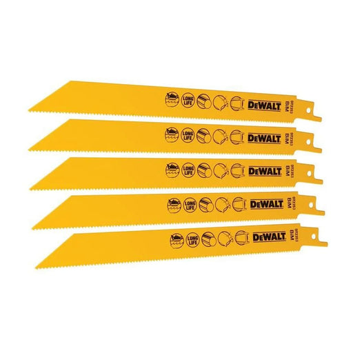 Dewalt Power Tools Bi-Metal Reciprocating Blade for Metal 203mm x 14 TPI (Pack 5)