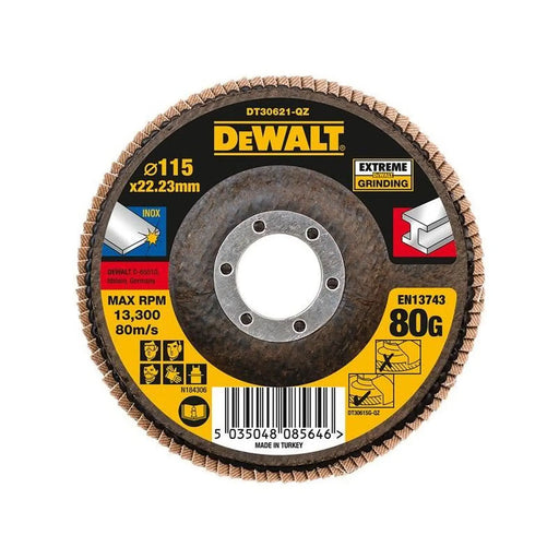 Dewalt Power Tools Extreme Flap Disc 115 x 22.2mm 80G