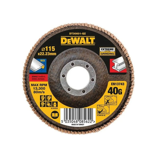 Dewalt Power Tools Extreme Flap Disc 115 x 22.2mm 40G