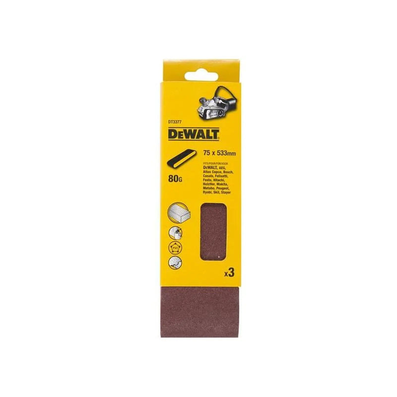 DeWALT Power Tools DeWalt Sanding Belts 533x75mm 80G Heavy Duty Pack