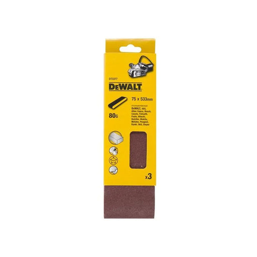 DeWALT Power Tools DeWalt Sanding Belts 533x75mm 80G Heavy Duty Pack