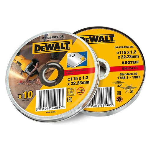 Dewalt Power Tools DT42335TZ Inox Metal/Stainless Cutting Disc 115 x 1.2 x 22.23mm (Tin of 10)