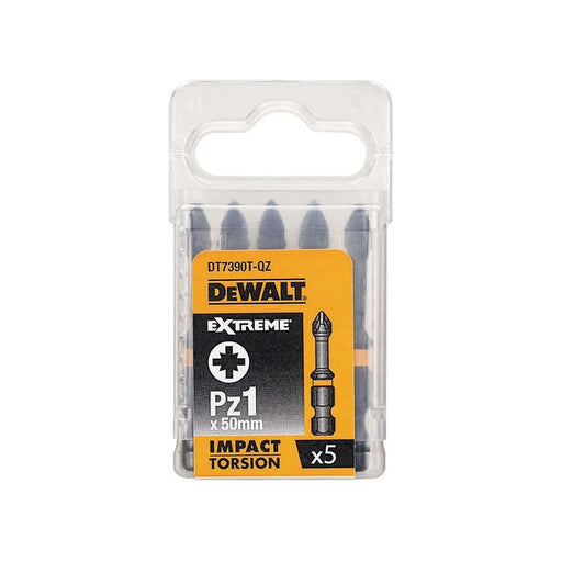 DeWALT Power Tools DeWalt Extreme Impact Torsion Bits PZ1 50mm Pack of 5