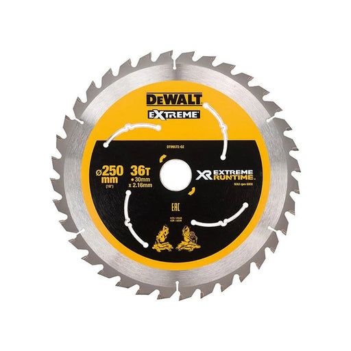 DeWALT Power Tools DeWalt Mitre Saw Blade 250mm Extreme Runtime FlexVolt