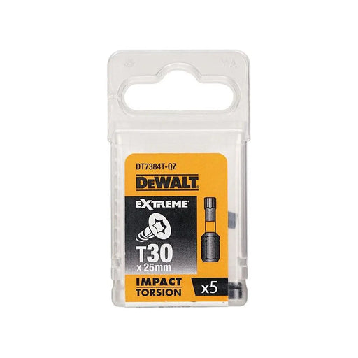 Dewalt Power Tools Impact Torsion Bits TX30 x 25mm (Pack 5)