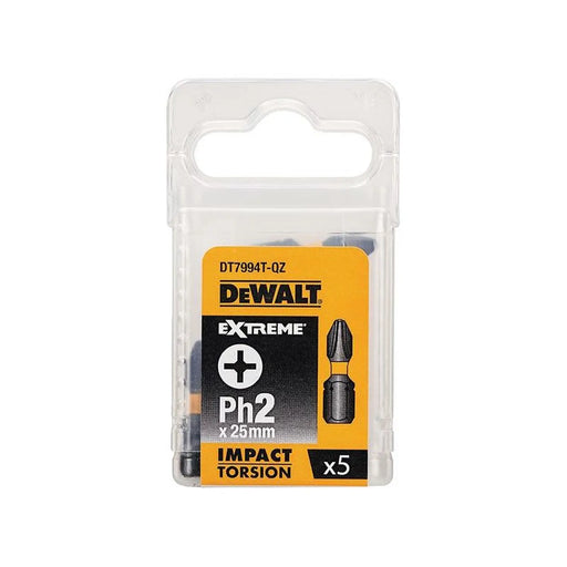 Dewalt Power Tools Impact Torsion Bits PH2 x 25mm (Pack 5)