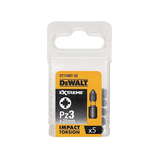 Dewalt Power Tools Extreme Impact Torsion Bits PZ3 x 25mm (Pack 5)