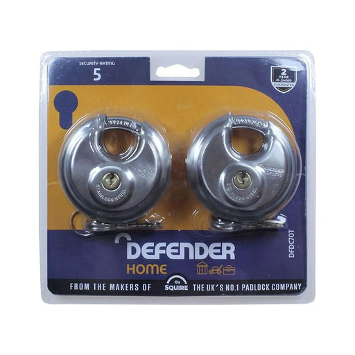 DEFENDER Discus Padlock Twin Pack 70mm Heavy Duty