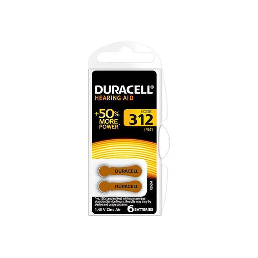 Duracell Hearing Aid Batteries Size 312 Pack of 6