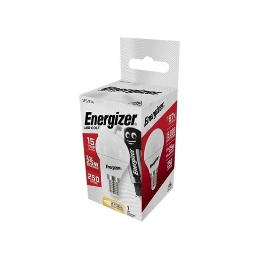 Energizer® LED SES (E14) Opal Golf Non-Dimmable Bulb, Warm White 250 lm 3.1W
