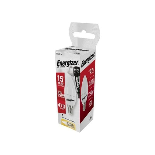 Energizer® LED SES (E14) Opal Candle Non-Dimmable Bulb, Warm White 470 lm 5.2W