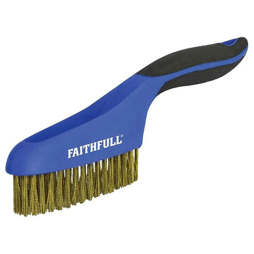 Faithfull Scratch Brush Soft Grip 4 x 16 Row Brass