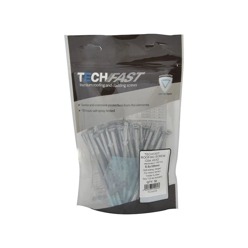 Forgefix TechFast Roofing Screw Timber - Steel Heavy Section 5.5 x 109mm Pack 50