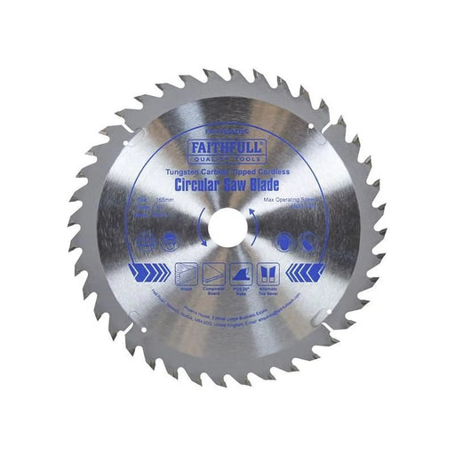 Faithfull TCT Cordless Trimsaw Blade 165 x 20mm x 40T POS