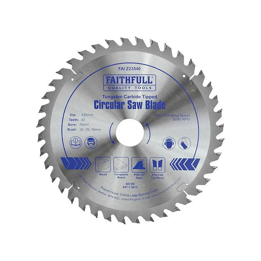 Faithfull TCT Circular Saw Blade 235 x 35mm x 40T POS