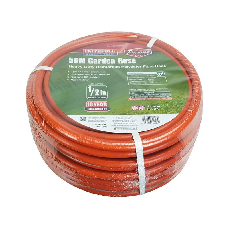 Faithfull Prestige Heavy-Duty Garden Hose 50m 12.5mm (1/2in) Diameter