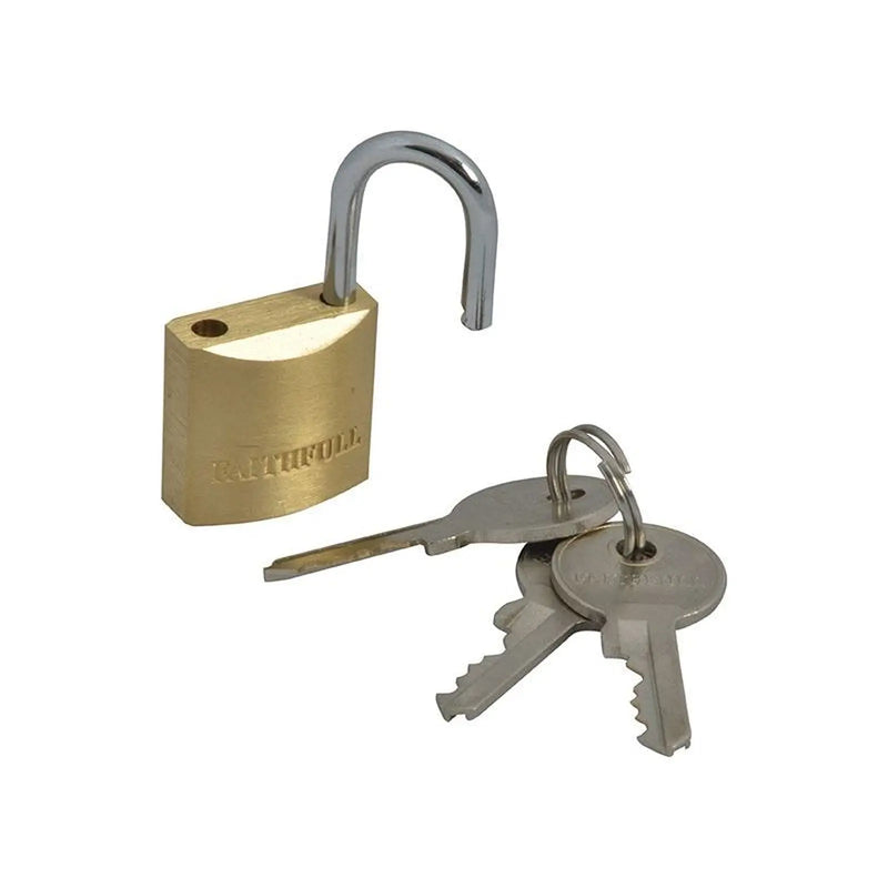 Faithfull Brass Padlock 20mm with 3 Keys