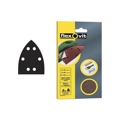 Flexovit Detail Hook & Loop Sanding Sheets 95x145mm Medium 80G (Pack 6)
