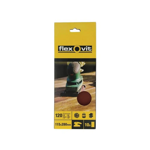 Flexovit 1/2 Sanding Sheets Orbital Plain Fine 120 Grit (Pack 10)