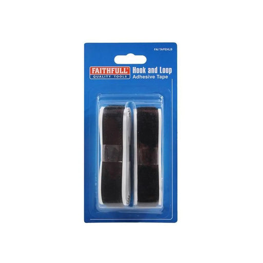 Faithfull Hook & Loop Self Adhesive Tape Black 20mm x 1m