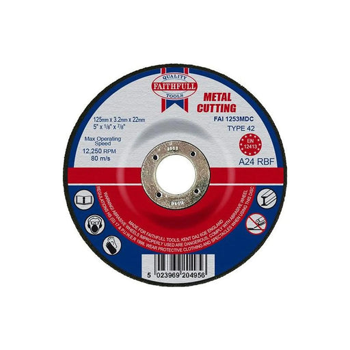 Faithfull Depressed Centre Metal Cutting Disc 125 x 3.2 x 22.23mm