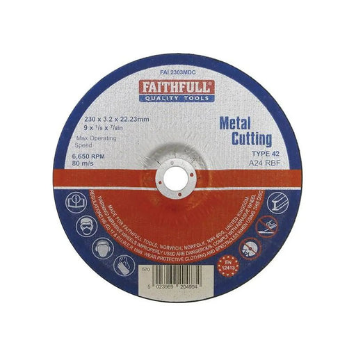 Faithfull Depressed Centre Metal Cutting Disc 230 x 3.2 x 22.23mm