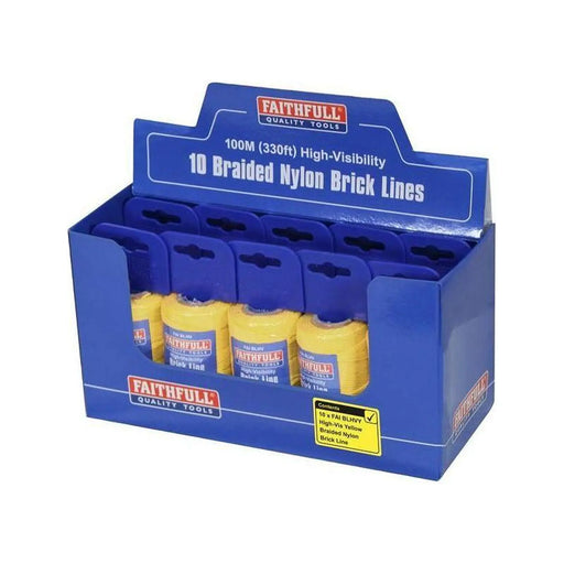 Faithfull Hi-Vis Nylon Brick Line 100m (330ft) Yellow