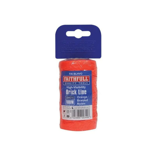 Faithfull Hi-Vis Nylon Brick Line 100m (330ft) Orange