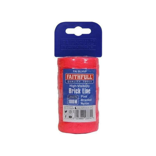 Faithfull Hi-Vis Nylon Brick Line 100m (330ft) Pink