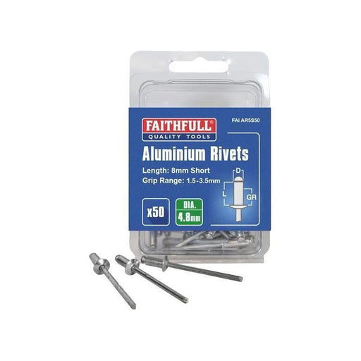 Faithfull Aluminium Rivets 4.8x8mm Pack of 50