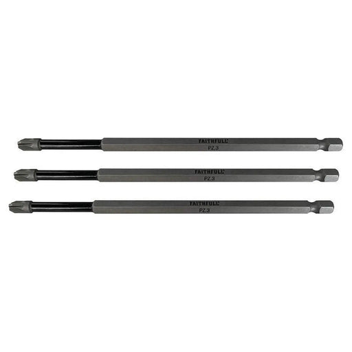 Faithfull Pozidriv Impact Screwdriver Bits PZ3 x 150mm (Pack 3)