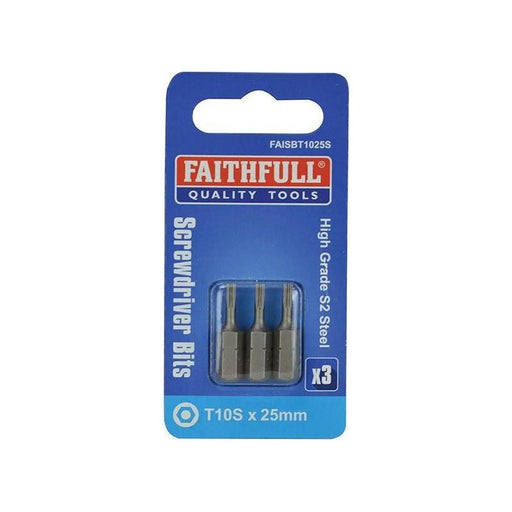 Faithfull Security S2 Grade Steel Screwdriver Bits T10S x 25mm (Pack 3)