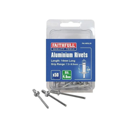 Faithfull Aluminium Rivets 4.8mm 14mm Pack of 50
