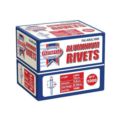 Faithfull Aluminium Rivets 3.2mm x 13mm Heavy Duty Pack