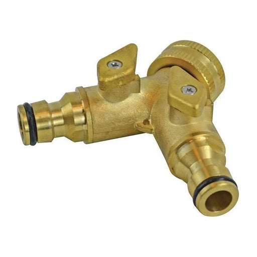 Faithfull 2 Way Shut Off Valve Heavy Duty Hose Fitting