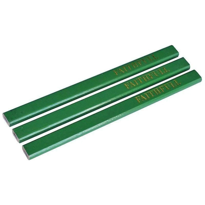 Faithfull Carpenter's Pencils Green Hard Pack of 3