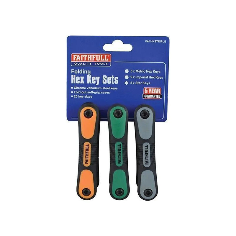Faithfull Metric, Imperial & TORX Folding Hexagonal Key Set, 25 Piece