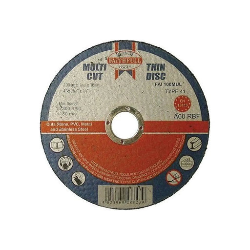 Faithfull Multi-Purpose Cutting Disc 100 x 1.0 x 16mm (Pack 10)