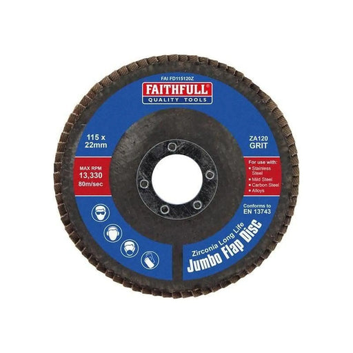 Faithfull Zirconia Abrasive Jumbo Flap Disc ZA120 115mm