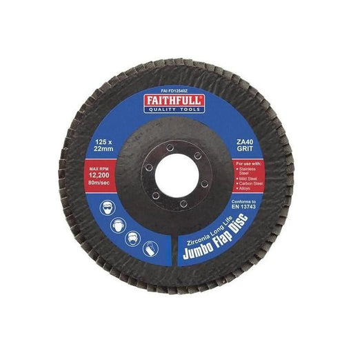 Faithfull Zirconia Abrasive Jumbo Flap Disc ZA40 125mm