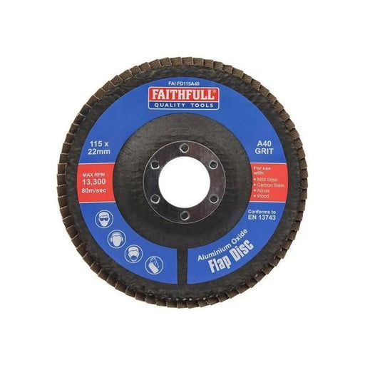 Faithfull Aluminium Oxide Flap Disc 40 Grit Heavy Duty
